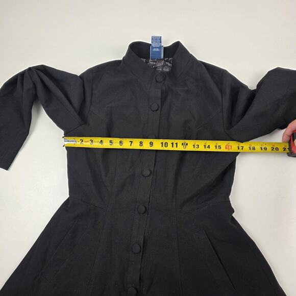 Harry Potter Coat Womens Medium Black Marauders Map Fit Flare Hot Topic Buttons - Picture 5 of 16